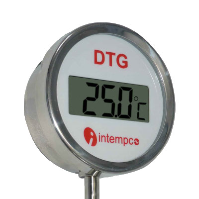 LCD Digital Temperature Gauge Top & Back Mounting w/Adjustable Compression Fitting, Battery Powered Picture